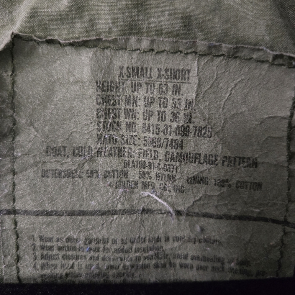 US Army M65 Field Jacket, Camo, XS, X-SHORT - Picture 6 of 16